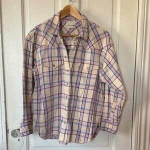 J. Crew Beige and Blue Plaid Casual Shirt